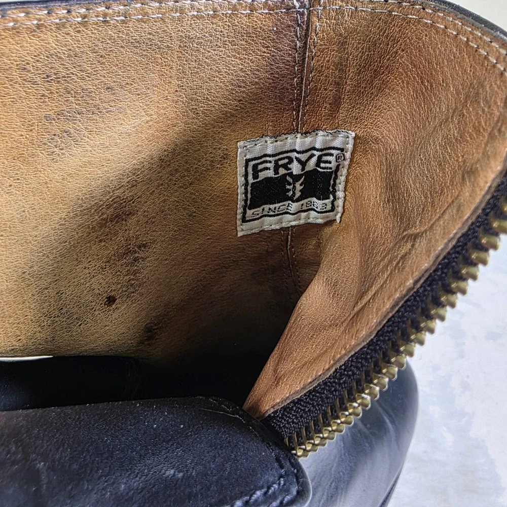 Frye Patty Riding Bootie Black Leather Heeled Ankle Boots Womens 10M Excellent